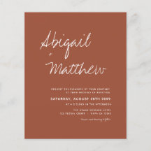 Budget Boho Terra Cotta Simple Wedding bjudande