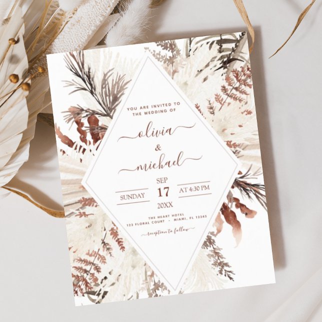 Budget Boho Terracotta Pampas Grass Beige Bröllop (Skapare uppladdad)