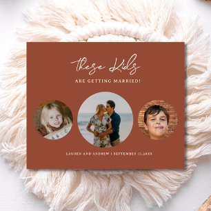Budget Boho Terracotta Photo Bröllop spara datum Flygblad
