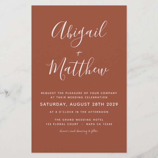 Budget Boho Terracotta Photo Wedding bjudande Flygblad (Framsidan)