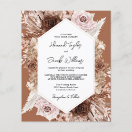 Budget Boho Terracotta QR Code OSA Wedding bjudand