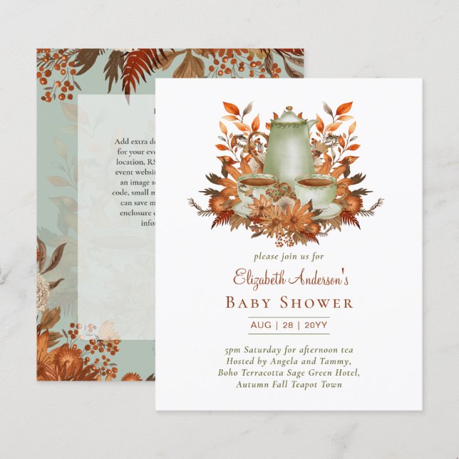 Budget Boho Terracotta Sage Tea Party ANY EVENT (Fram/baksida)