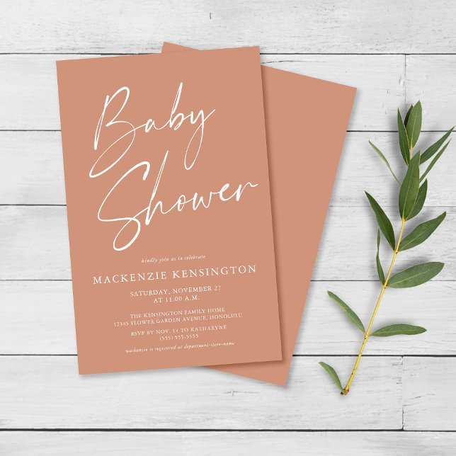 Budget Boho Terracotta Script Baby Shower FLYER (Skapare uppladdad)
