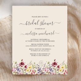 Budget Boho Vilda Blommor Bröllopsfest Inbjudan