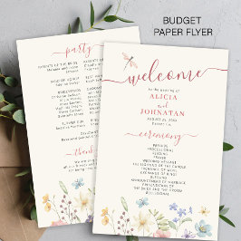 Budget boho vilda blommor bröllopsprogram