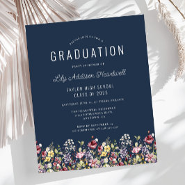 Budget Boho Vilda Blommor Marinblå Examenfest