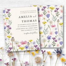 Budget Boho Vildblomma Bröllopsinbjudan