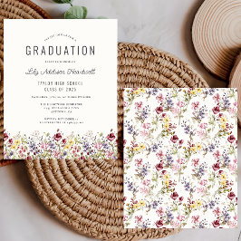 Budget Boho Vildblommönster Granny Invitation