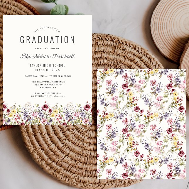 Budget Boho Vildblommönster Granny Invitation (Skapare uppladdad)
