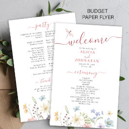 Budget boho vildblommor bröllopsprogram