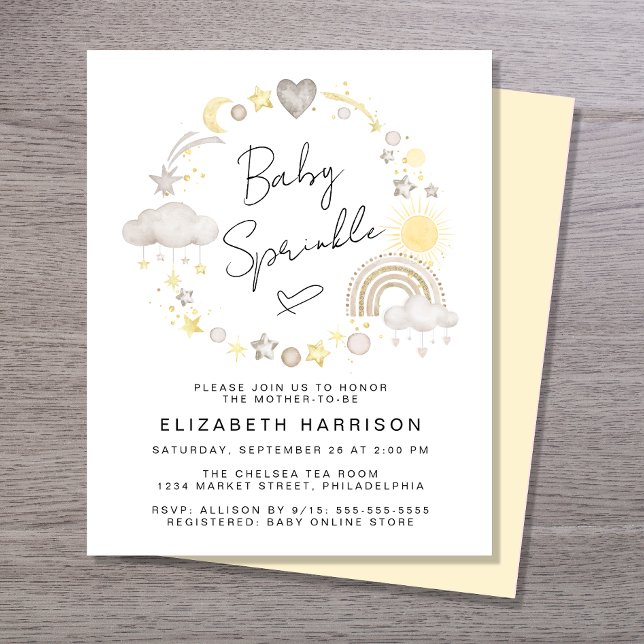 Budget Boho Watercolor Baby Sprinkle-inbjudan (Skapare uppladdad)