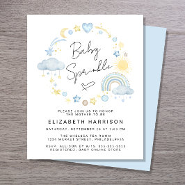 Budget Boho Watercolor Pojke Sprinkle Inbjudan