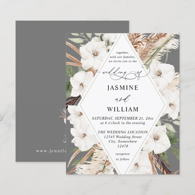 Budget Boho White Blommigt Sommarbröllop (Fram/baksida)