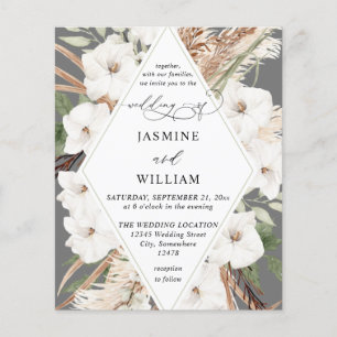 Budget Boho White Blommigt Sommarbröllop Flygblad