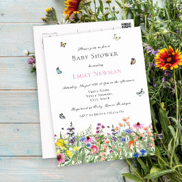 Budget Boho WildblomBaby Shower Meddelande Vykort