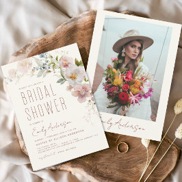 Budget Boho Wildblomma Inbjudningskort för möhippa