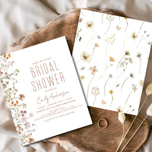 Budget Boho Wildblomma Inbjudningskort för möhippa Flygblad