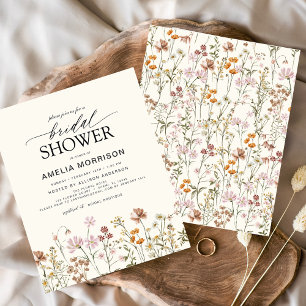 Budget Boho Wildblomma Inbjudningskort för möhippa Flygblad
