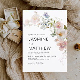 Budget Boho Wildblomme Bröllop Elegant-inbjudan Flygblad