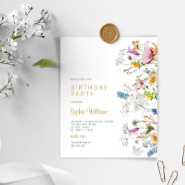 Budget Boho WildblommFödelsedagsfest inbjudan