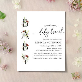 Budget Boho Wildblommor Baby Brunch-inbjudan