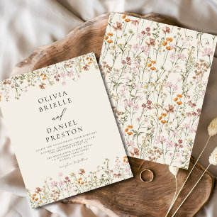 Budget Boho Wildbloms Garden Wedding bjudande in Flygblad