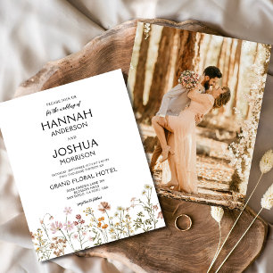 Budget Boho Wildbloms inbjudan till fotobröllop