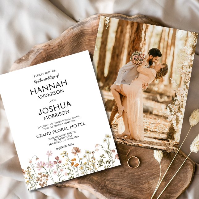 Budget Boho Wildbloms inbjudan till fotobröllop (Skapare uppladdad)