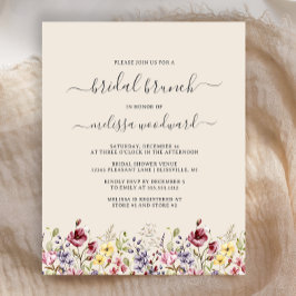 Budget Boho Wildflowers Bröllopsbrunch Inbjudan