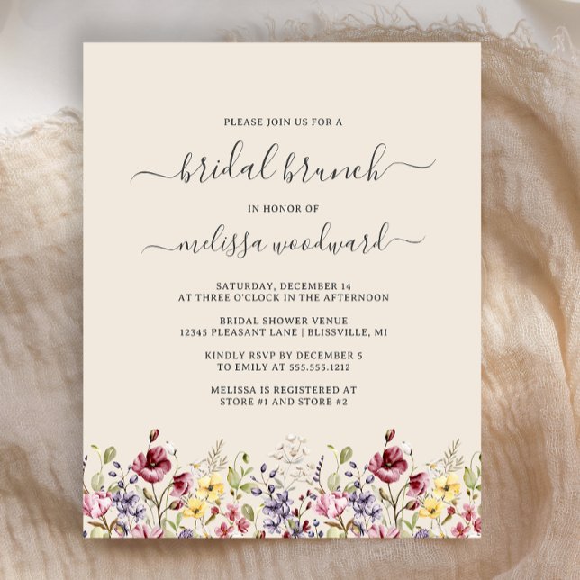 Budget Boho Wildflowers Bröllopsbrunch Inbjudan (Skapare uppladdad)