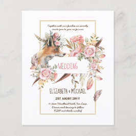 BUDGET Boho Woodland FOX Blommigt Bröllop Modern Flygblad
