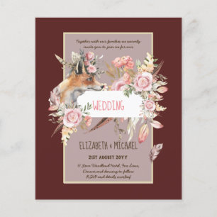 BUDGET Boho Woodland FOX Blommigt Bröllop Modern Flygblad