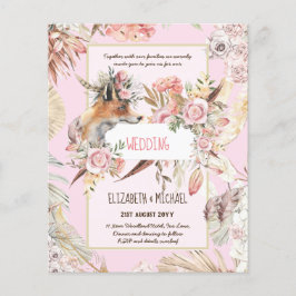 BUDGET Boho Woodland FOX Blommigt Bröllop Modern Flygblad
