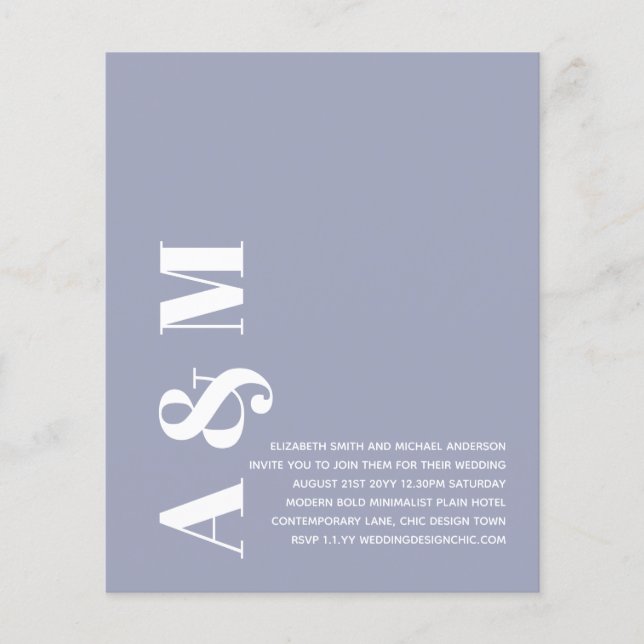 BUDGET BOLD Typography bröllopsinbjudan minimalist Flygblad (Framsidan)