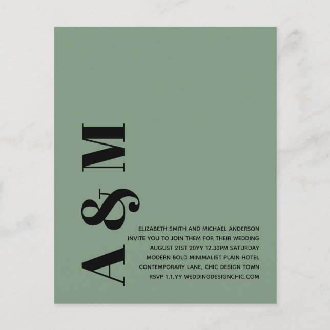 BUDGET BOLD Typography bröllopsinbjudan minimalist Flygblad (Framsidan)