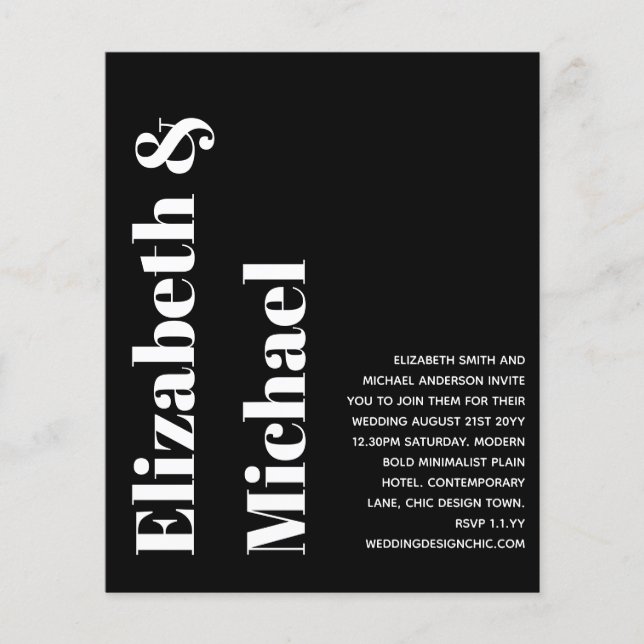 BUDGET BOLD Typography bröllopsinbjudan minimalist Flygblad (Framsidan)