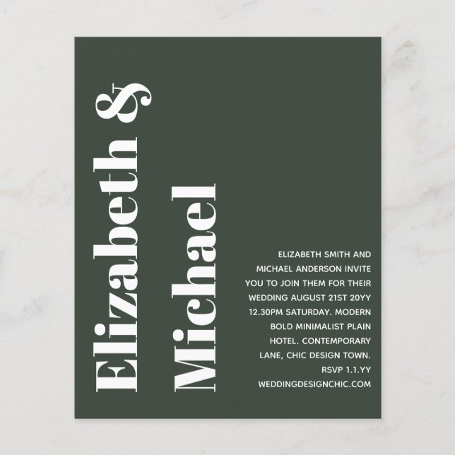 BUDGET BOLD Typography bröllopsinbjudan minimalist Flygblad (Framsidan)