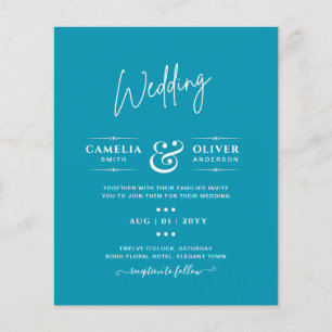 BUDGET Bondi Blue Monochrome Bröllop Flygblad