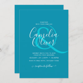 BUDGET Bondi Blue Monochrome Bröllop Inbjudningar