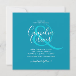 BUDGET Bondi Blue Monochrome Bröllop Inbjudningar