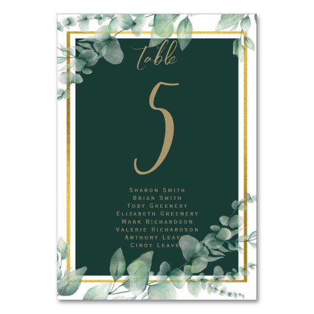 BUDGET-Bordsnumret som säte för Greenery Eucalyptu Bordsnummer (Framsidan)