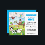 Budget Boskap Boy First Birthday-inbjudan<br><div class="desc">Ett budgetmässigt prist mindre än 4, 5 x 5, 6 tum alternativ. Finns i ett SEMI-GLOSS 110 lb-kort LAGRAR, vilket är standardalternativet (tjockare för inbjudningar), ELLER SATIN AVSLUTAR 80 lb PAPPER LAGRAR (perfekt för bilagor). Kuvert är ett extra som tillval och är något större än det storleka kortet. Här är...</div>