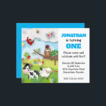 Budget Boskap Boy First Birthday-inbjudan<br><div class="desc">Ett budgetmässigt prist mindre än 4, 5 x 5, 6 tum alternativ. Finns i ett SEMI-GLOSS 110 lb-kort LAGRAR, vilket är standardalternativet (tjockare för inbjudningar), ELLER SATIN AVSLUTAR 80 lb PAPPER LAGRAR (perfekt för bilagor). Kuvert är ett extra som tillval och är något större än det storleka kortet. Här är...</div>