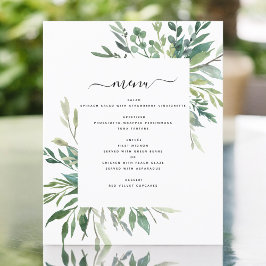 Budget Botanical Grey Foliage Bröllop Menu