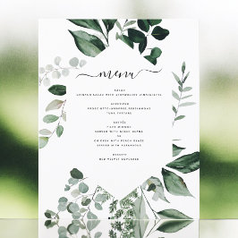 Budget Botanical Grey Foliage Bröllop Menu