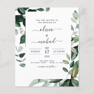 Budget Botanique Grey Foliage Bröllop Flyer