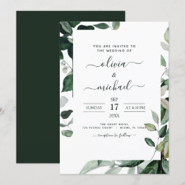Budget Botanique Grey Foliage Bröllop Flyer Inbjudningar