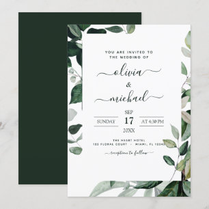 Budget Botanique Grey Foliage Bröllop Flyer Inbjudningar