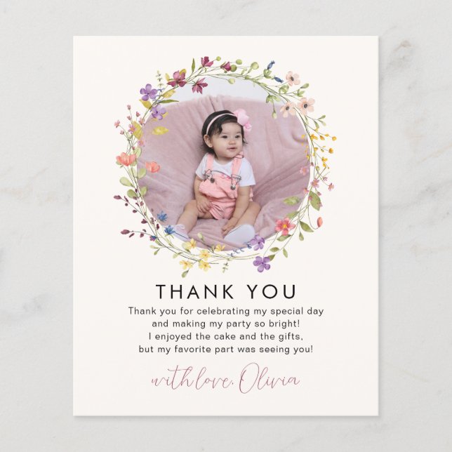 Budget Botanisk Vildblomma 1-års födelsedagsfest (Framsida)