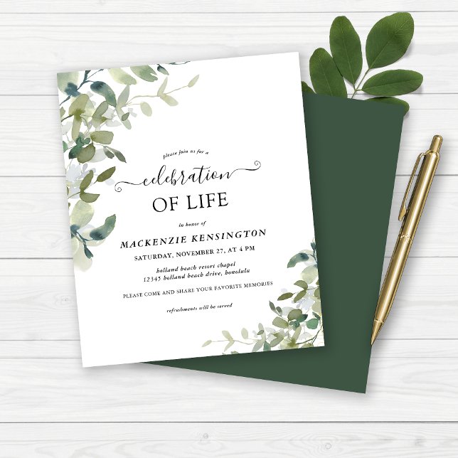 Budget Botaniskt Firande i Life Memorial (Budget Botanical Celebration of Life Memorial Invitation)
